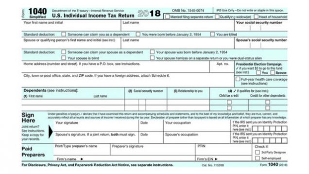 The New IRS Form 1040 for 2019