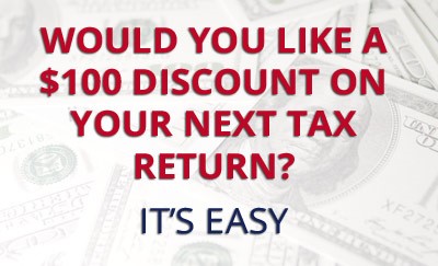 $100 Discount on your next Tax Return